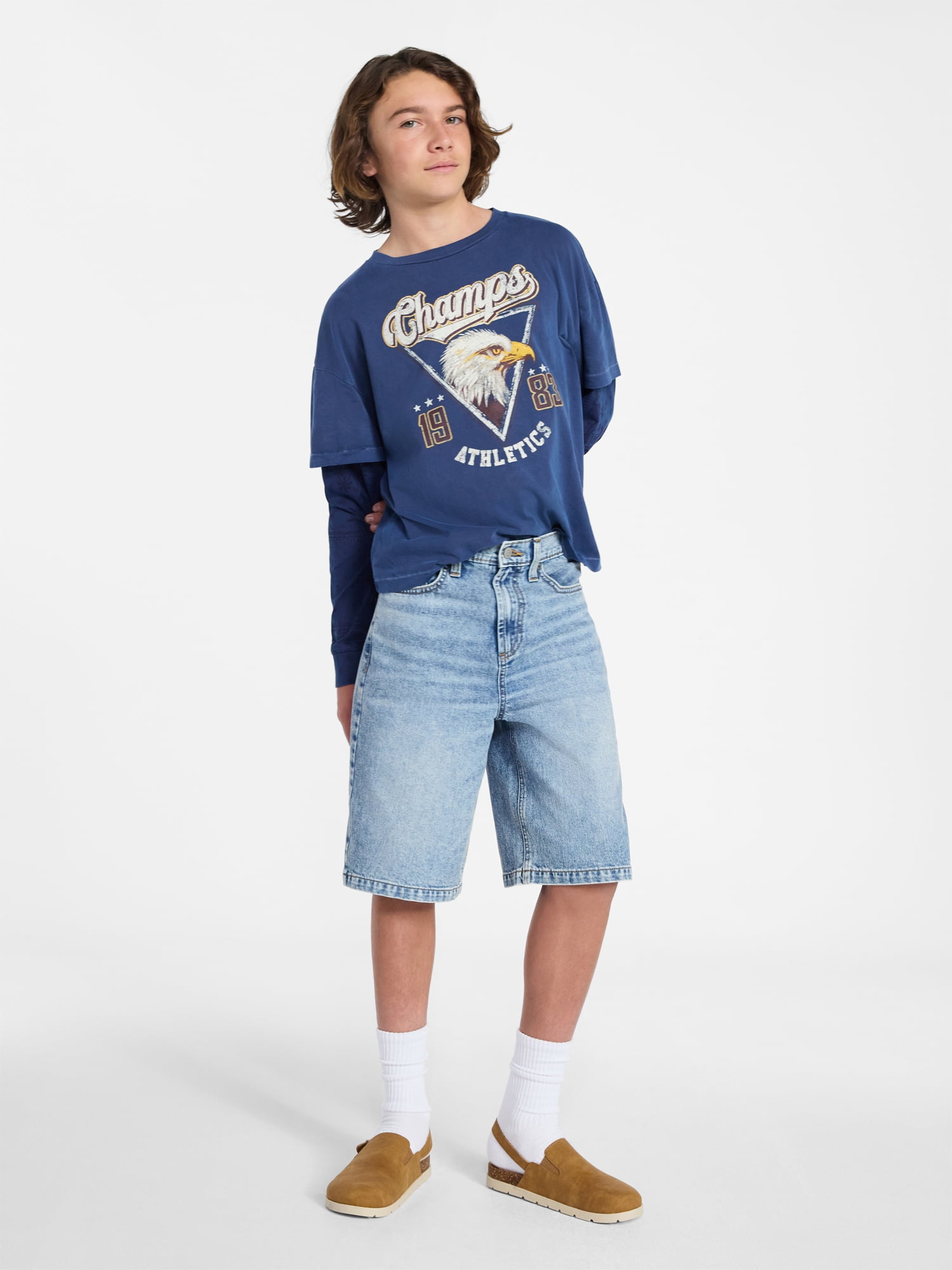 Weekend Academy Boys Layered Graphic Tee with Long Sleeves, Sizes 4-18