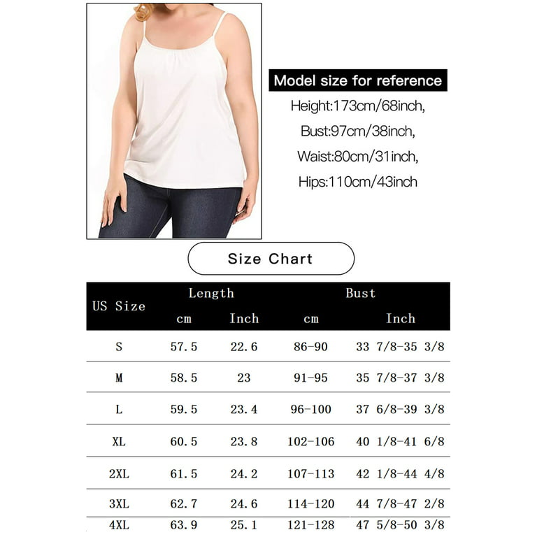 COMFREE Camisole with Built in Padded Bra for Women Plus Size Adjustable  Spaghetti Strap Tank Top Cami Comfort S-4XL