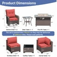 thumbnail image 5 of ALAULM 11 Pcs Patio Furniture Set with 2 Wicker Swivel Chairs & Stainless Steel Gas Fire Pit Table, Brown/Red, 5 of 8