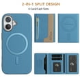 thumbnail image 3 of Allytechgroup 2-in-1 Magnetic Wallet Case for Apple iPhone 16 Plus, Detachable Card Holder with Zipper Pocket RFID Blocking Kickstand PU Leather Protective Flip Cover with 6 Slots, Lightblue, 3 of 6