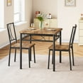 thumbnail image 2 of EastVita Dining Table & Chairs Kitchen Dining Room Set, Table and 2 Metal and Wood Chairs, Rustic Brown, 2 of 8