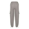 thumbnail image 5 of Women Pants Womens Cargo Pants Sawvnm Casual Solid Comfortable Elastic High Waist Casual Pocket Drawstring Length Pants for Women Dark Gray S, 5 of 6