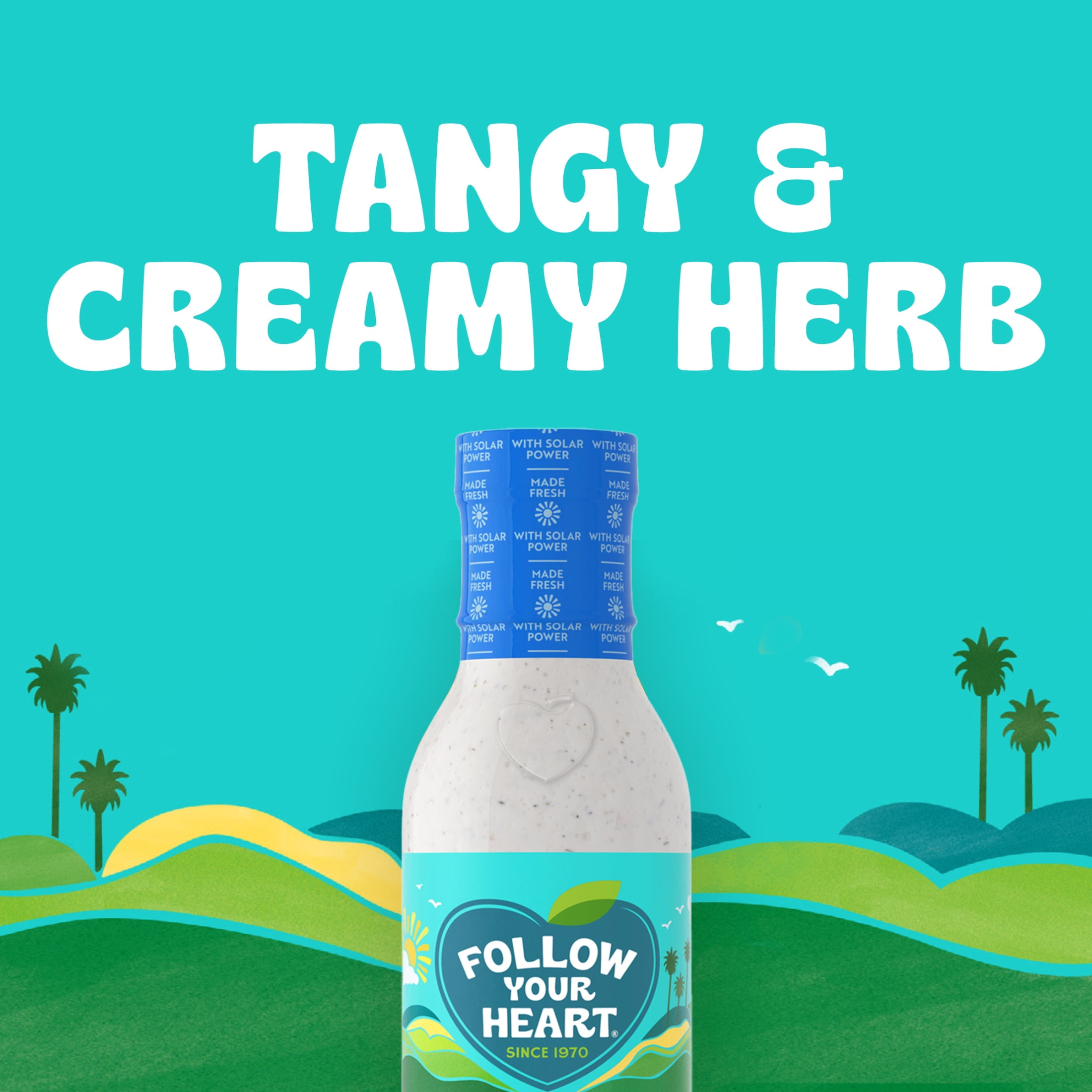 Follow Your Heart Egg Free, Plant Based, Dairy Free, Gluten Free, Vegan Ranch Dressing, 12 oz Bottle