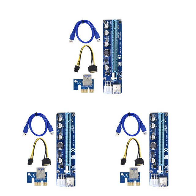 kurtrusly PCI-E Riser Board 1x to 16x Adapter Extender Card GPU Graphic Card Extender Board for 3Set