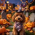 thumbnail image 6 of Aoznliie Dog Bandana, Halloween Hat & Scarf Set for Cats Small Dogs, 18x26 inch Pet Costume for Porch Geese, Purple, 6 of 7