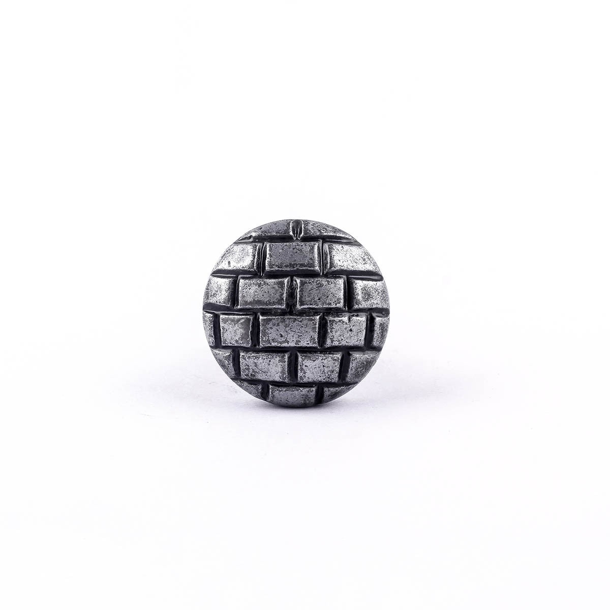 Renovators Supply Round Iron Kitchen Cabinet Knob Pull Decorative Brick Style Pewter Finish Vintage Metal Knobs for Kitchen Cabinet, Dresser or Drawer Pull Handle w/Screws Pack of 4