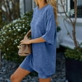 thumbnail image 5 of Viluyesy Tops Elastic Waist Short Pants 2PC Women Round Neck T-Shirt and Shorts Set Pocket Shirt and Shorts Sets Two PC Blue Size XL, 5 of 9