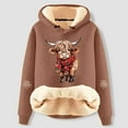 thumbnail image 2 of Christmas Sweatshirts For Women, Ugly Christmas Sweater Women Highland Cow Hoodies Fleece Sherpa Lined Pullover Tops, 2 of 3