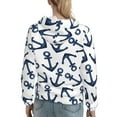 thumbnail image 7 of Daiia Navy Blue Anchors Pattern Women's Fashion Hoodies & Sweatshirts with Kangaroo Pocket Hooded Sweatshirt with Eye-catching Drawstrings-Medium, 7 of 7