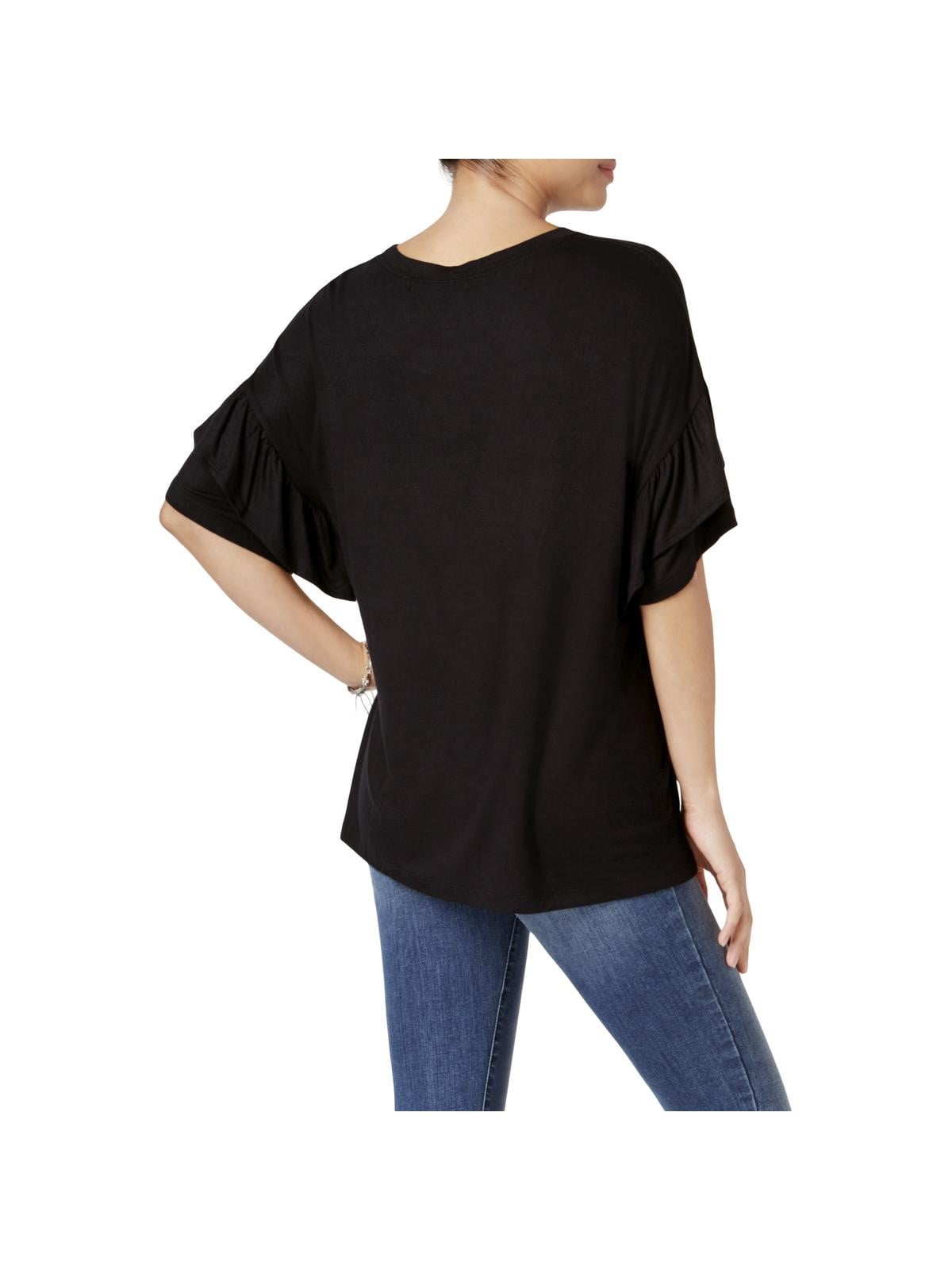 Jamie /& Layla Womens Ruffled Sleeve Basic T-Shirt