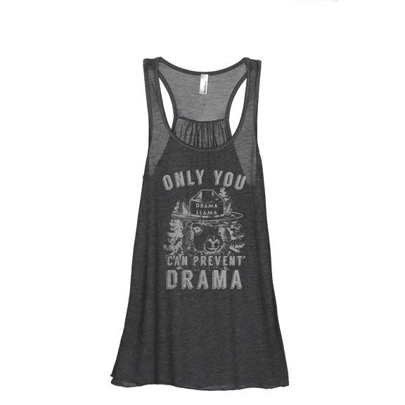 Only You Can Prevent Drama Llama Women's Fashion Sleeveless Flowy Racerback Workout Yoga Tank Top Charcoal Grey X-Large