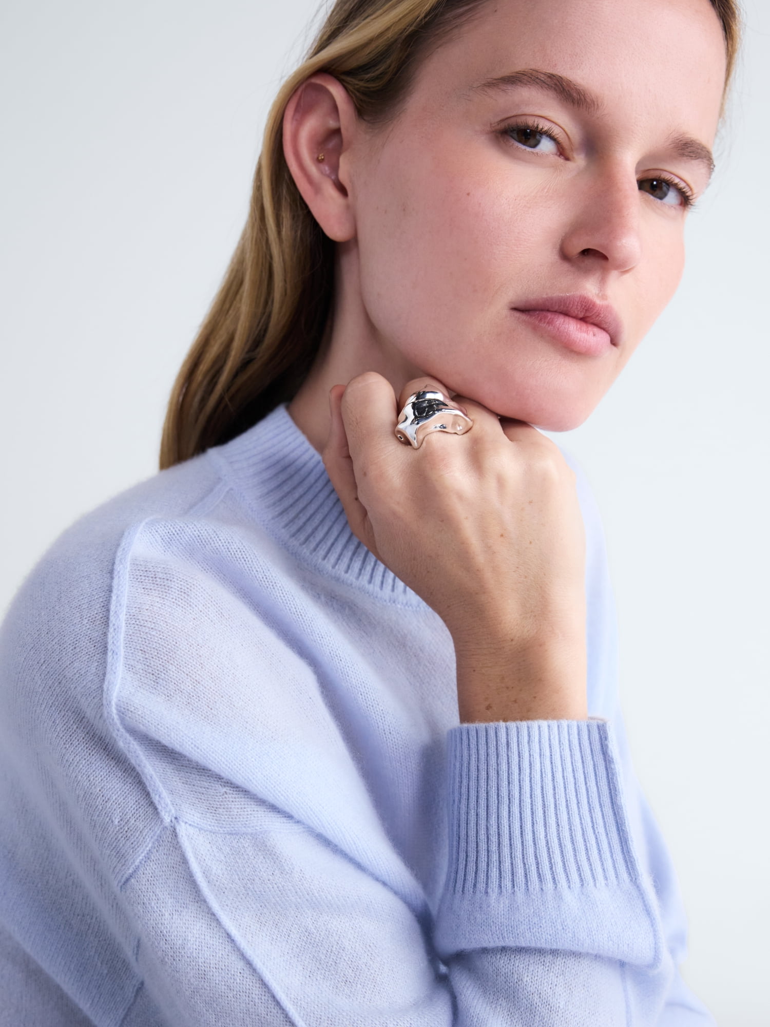 Scoop Women’s Silver Tone Sculpted Organic Ring