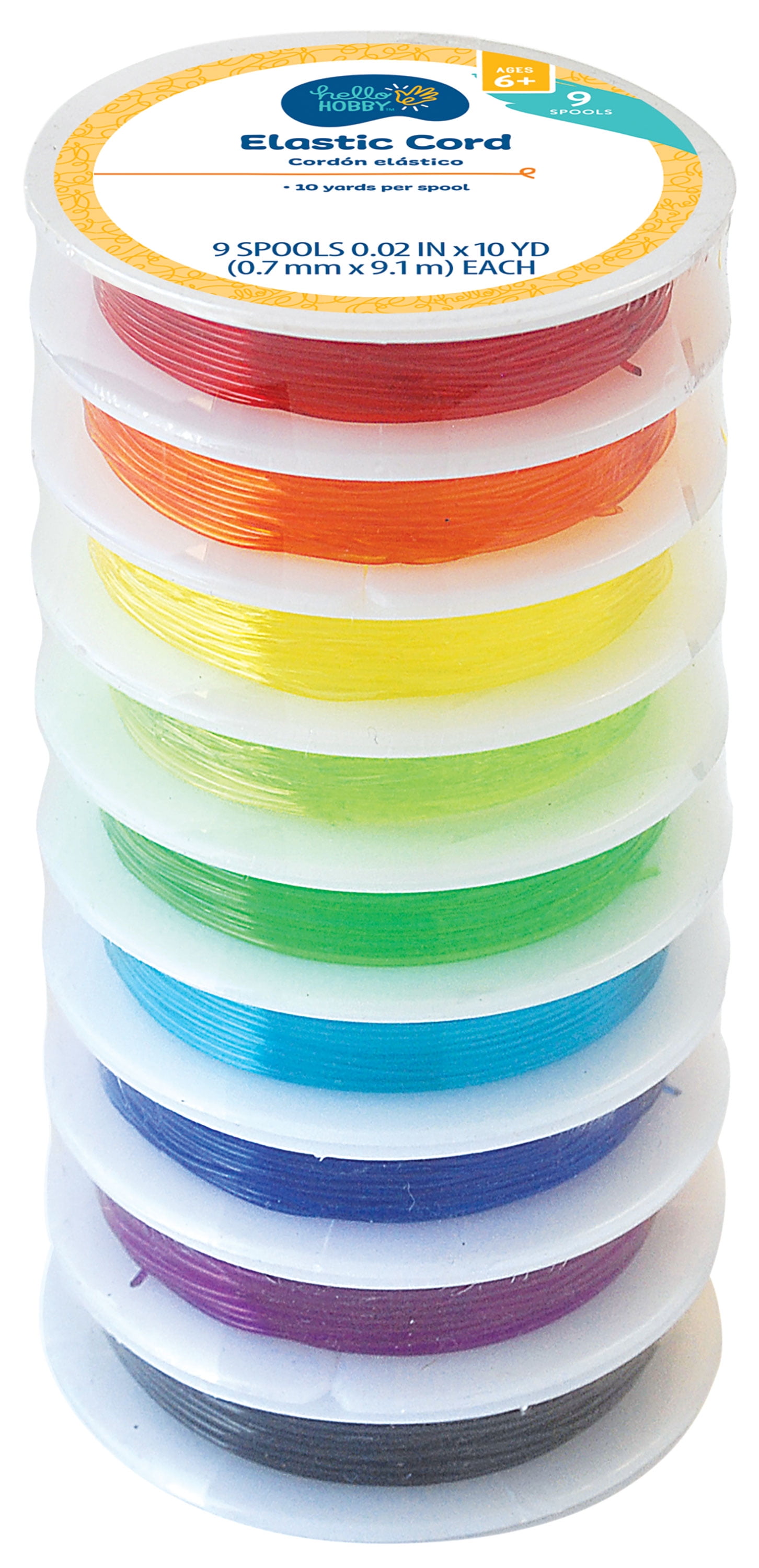 (2 pack) Hello Hobby 90 Yards Rainbow Elastic Stretch Jewelry Cord for Crafting Projects