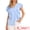 Light Blue, variant on DARING DIVA Women's Ruffled Blouse Short Sleeve V Neck Button Down Top XS Light Blue