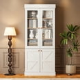 thumbnail image 6 of 71" Tall Farmhouse Pantry Cabinet,Large Storage Cabinet with Adjustable Shelves,Kitchen Cabinets with 2 Glass Doors for Dining Room,Living Room,White, 6 of 9
