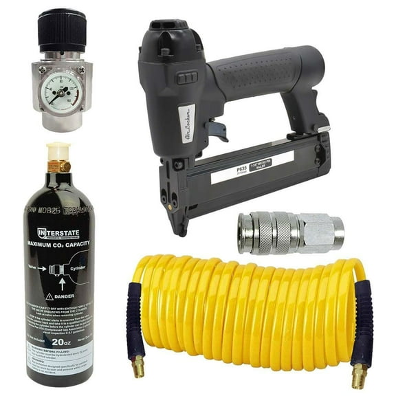 Air Locker P635-CO2K 23 Gauge 1-3/8 Inch Headless Micro Pin Nailer with Co2 Regulator, Cylinder, Hose & Coupler Kit