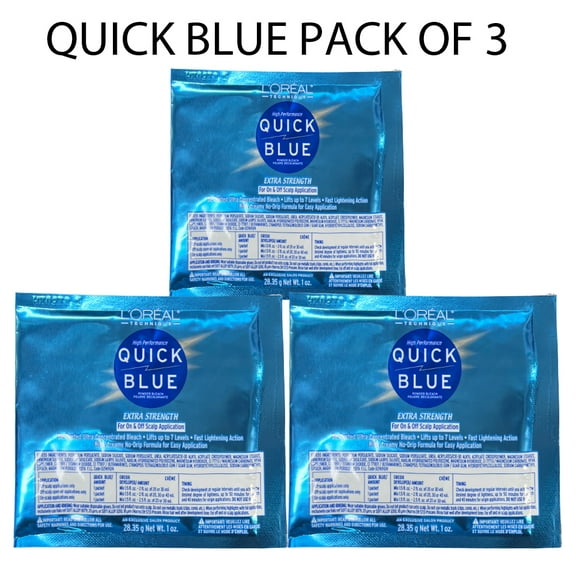 L'Oreal Quick Blue High Performance Powder Lightener Packette , 1 oz ( Pack 3 )
