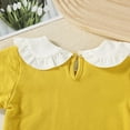 thumbnail image 4 of BRGZLK Toddler Kids Long Sleeve Shirts, Girls Cute Solid Color Peter Pan Collar Playful Blouse Lightweight Soft Round Neck Pullover Top Yellow 4-5 Years, 4 of 6