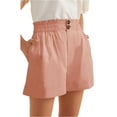 thumbnail image 1 of Gvmfive Women Summer Elastic Waist Buttons Casual Beach Shorts Pants, 1 of 2