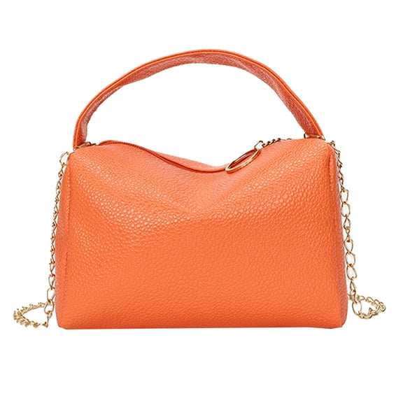 Modstep Mini Crossbody Purses for Women Leather Gold Chain Cellphone Bags Zipper Shoulder Tote Bags for Ladies Weekend Party Orange
