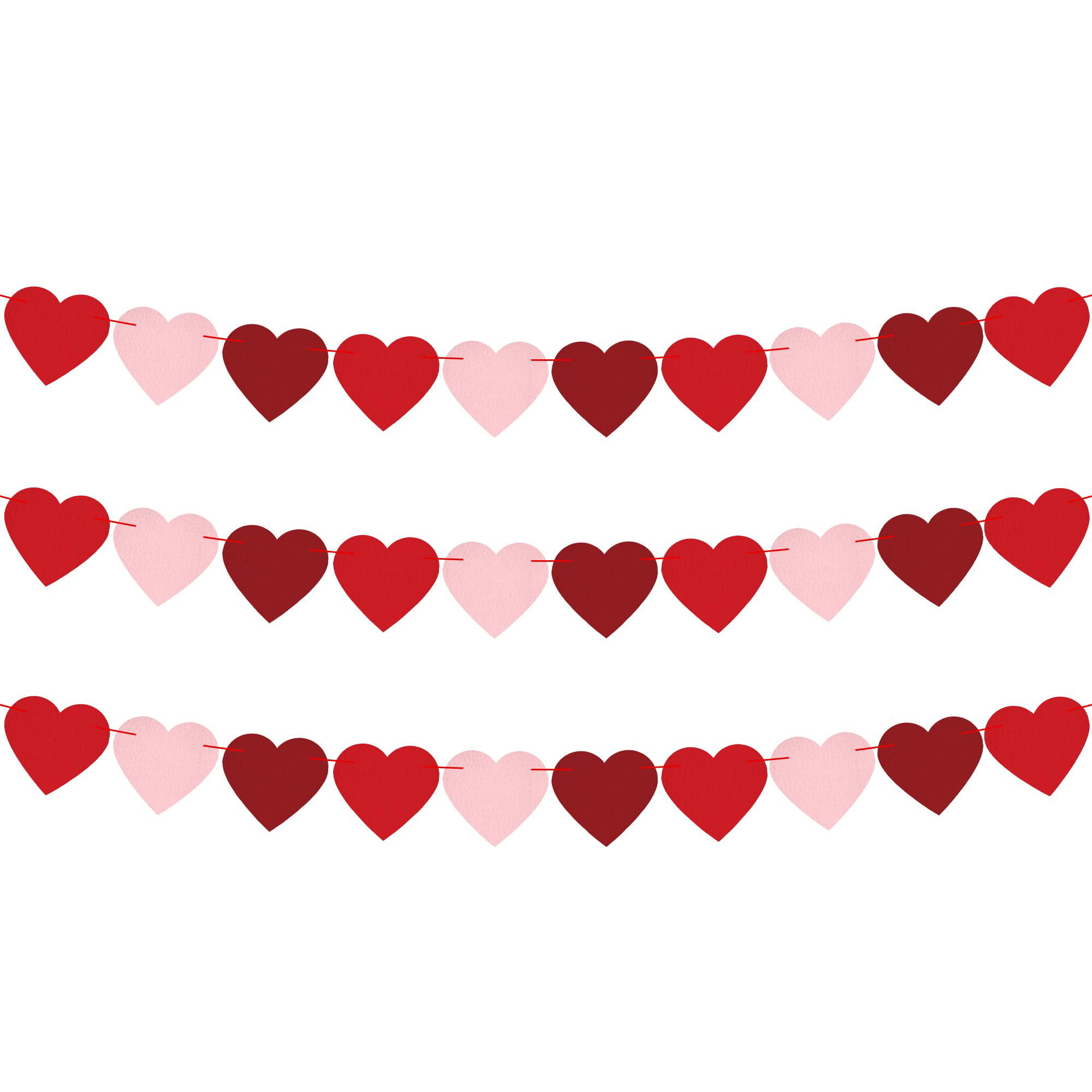 KatchOn, Felt Red Heart Garland for Valentines Day Decor - 4 String, No DIY  | Valentine Garland for Valentine Decor | Valentines Decorations | Heart