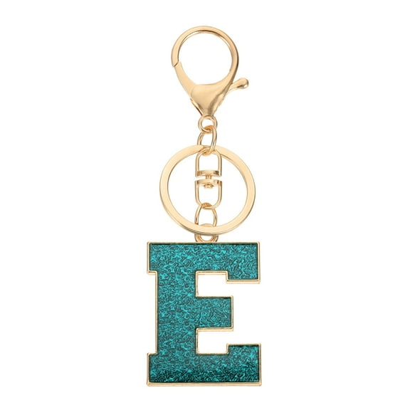 Uxcell Initial Letter Keychain, A-Z Alphabet Keyring Letter E Metal Key Chain for Women Girls Keys Handbags, Blue