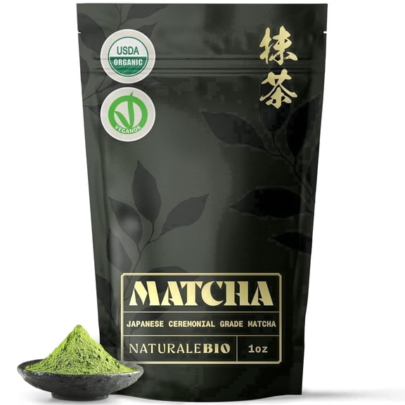 NaturaleBio Matcha Green Tea Powder Ceremonial Grade Organic 1 oz