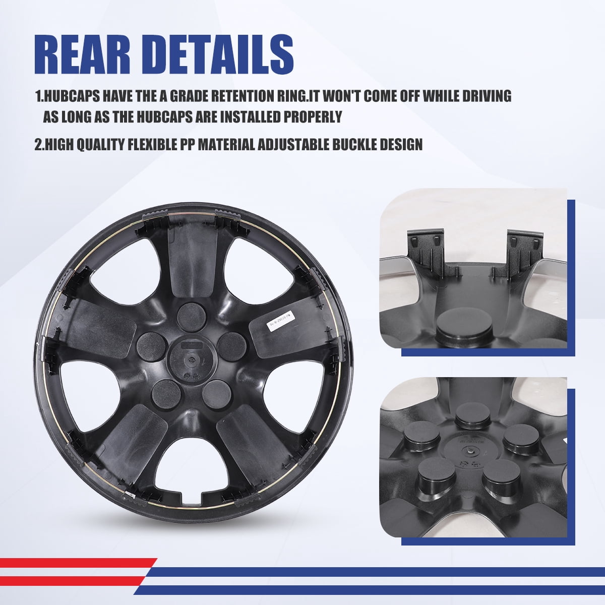 1 Pc 16" Hubcap for 2010-2015 Nissan Rogue/Rogue Select,Wheel Rim Cover Replacement with Decoration Nuts,Compatible with Steel Wheels,Snap on Car Truck SUV Hubcap,PP,Lacquer