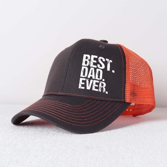 BEST.DAD.EVER. Letter Embroidered Color Block Trucker Hat Unisex Adjustable Cotton Breathable Fashion Cap for Travel Daily Wear