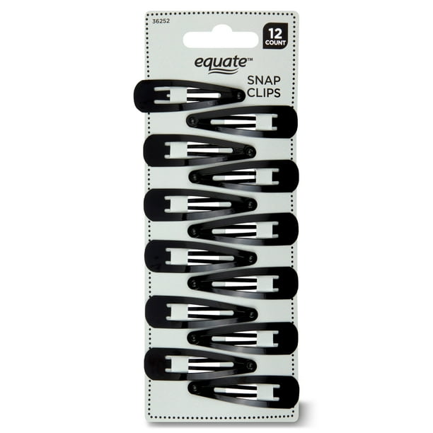 Equate Snap Clips, Black, 12 Count