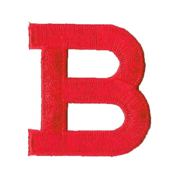 Alphabet Letter - B - Color Red - 2" Block Style - Iron On Embroidered Applique Patch