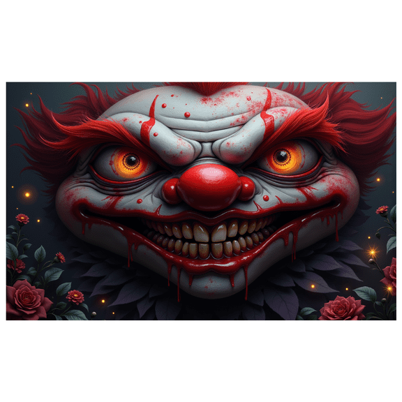 Scary Clown Decoration Horror Face Pumpkin Red Nose for Halloween Party Haunted House Spooky Decoration