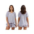 thumbnail image 2 of LMLYSoH Women Plaid Set, Short Sleeve Ruffled Shirt with Elastic Waist Shorts Summer Outfit, 2 of 9
