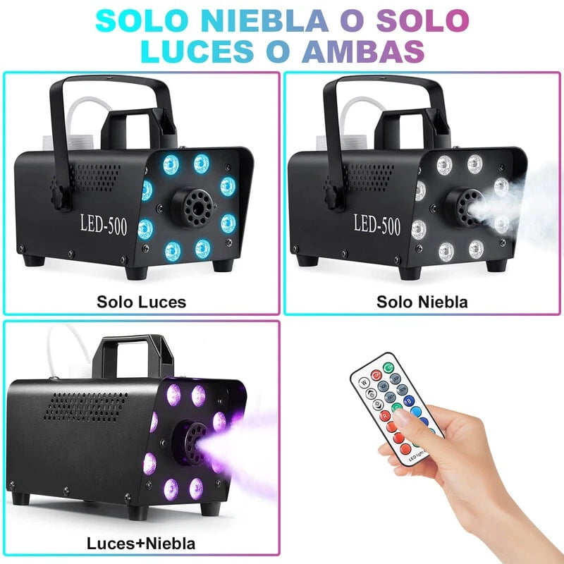 500W Fog Machine with 13 Color LED Lights & Wireless Remote, Smoke Machine for Halloween, Christmas, Parties, DJ Shows, Weddings