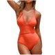 thumbnail image 2 of Trajes de baño de una pieza para mujer, traje de baño de bikini con tirantes y espalda descubierta de color liso para mujer, 2 of 5
