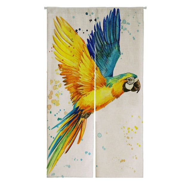 ABPHQTO Parrot Bird Japonés Noren Cortina Puerta Ventana Tratamiento Cortinas 85x150 cm
