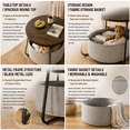 thumbnail image 4 of Manora Round Basket Coffee Table, Small Center Table for Living Room Home Office, Black & Brown, 4 of 8