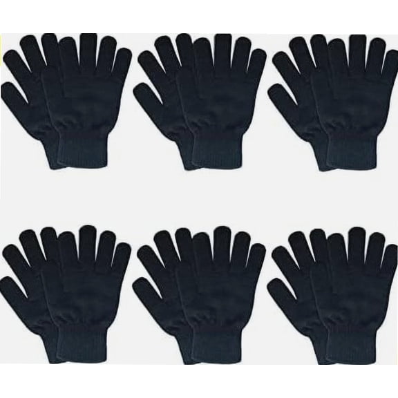 6 Pairs Winter Magic Gloves,Black Knit Gloves Warm Stretchy Gloves,Suitable For Cold Weather Cospaly Costume