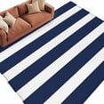 thumbnail image 2 of 5'x8' Area Rugs, Navy Blue Stripe Indoor Outdoor Area Rug for Living Room Bedroom, Modern Simple Geometric White Striped Washable Bathroom Rugs Kitchen Floor Carpet Mats Home Decor Aesthetic, 2 of 8