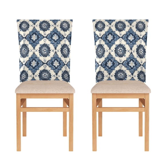 WOBOGO Elegant Pattern Of Traditional Dining Room Chair Covers 2 Pieces Super Fit Elastic Fiber Removable Washable Protective Cover