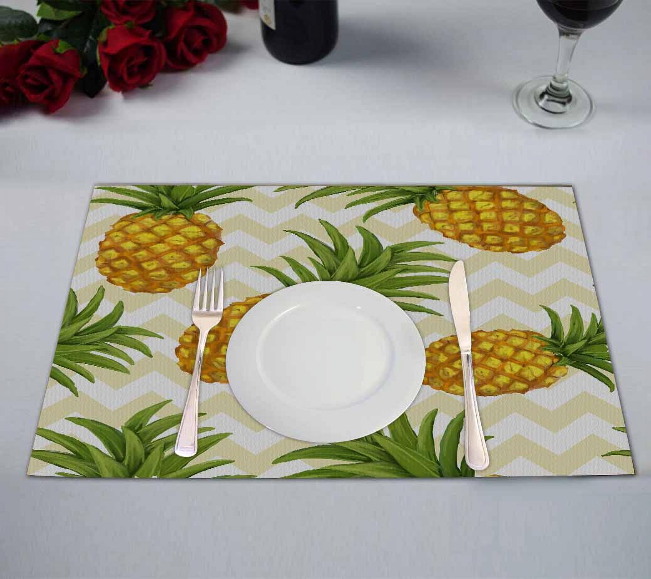 PKQWTM Hand Drawn Pineapple Kitchen Dining Table Mats Placemats Size ...