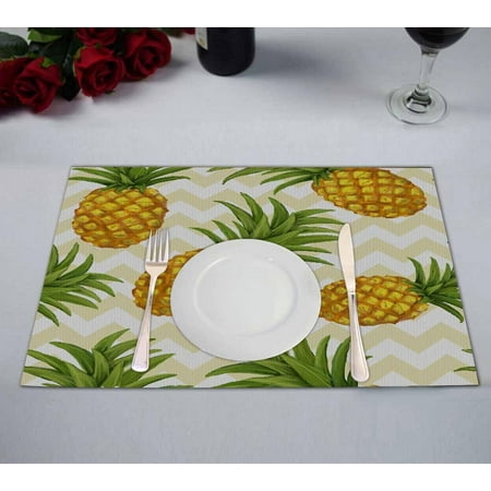 

PKQWTM Hand Drawn Pineapple Kitchen Dining Table Mats Placemats Size 12x18 Inches Set of 2 Pieces