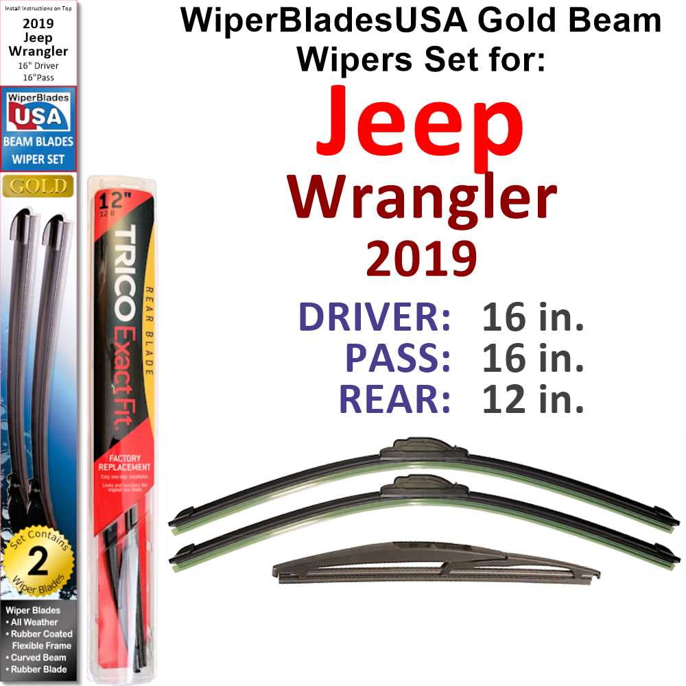 2019 Jeep Wrangler Beam Wiper Blades Wipers WBUSA (Set of 3) w