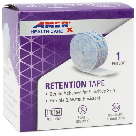 AMERX Retention Tape (2" Roll) - Secure Dressings and Medical Devices | 1 Roll/Box | Gentle Adhesive