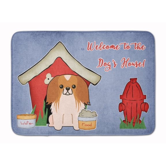 Dog House Collection Pekingese Red White Machine Washable Memory Foam Mat