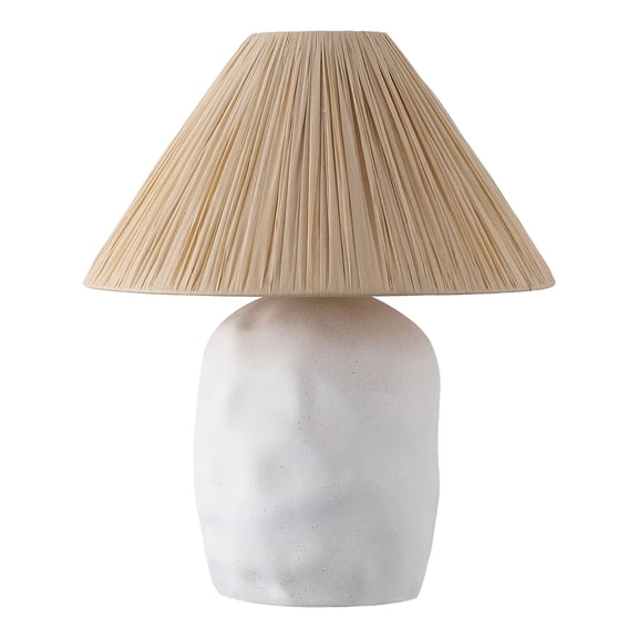 SAFAVIEH Leola 21" Modern Cream Resin Table Lamp with Natural Shade