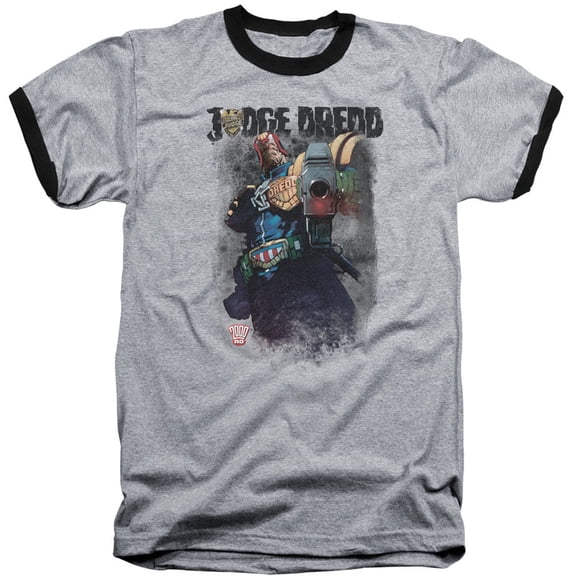 Judge Dredd Last Words Adult Ringer T-Shirt Heather Black