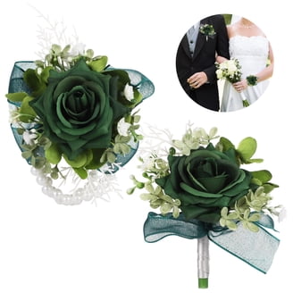corsage and boutonniere for green dress Prom wrist corsage ideas emerald green