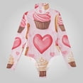 thumbnail image 2 of Valentines Day Cupcakes Women's Bodysuit Jumpsuit Mock Turtle Neck Long Sleeve TopsOne Piece Leotards Shirt Yoga Outfits, 2 of 8