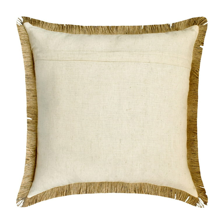 Chair Cushion Cover, Beige 24 inchx24 inch (60x60 cm) Throw Pillows, Jute Jute Lace & Moroccan Throw Pillows for Couch, Solid Color Pattern
